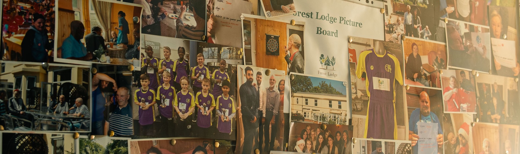 Photo board at Forest Lodge Care Home.